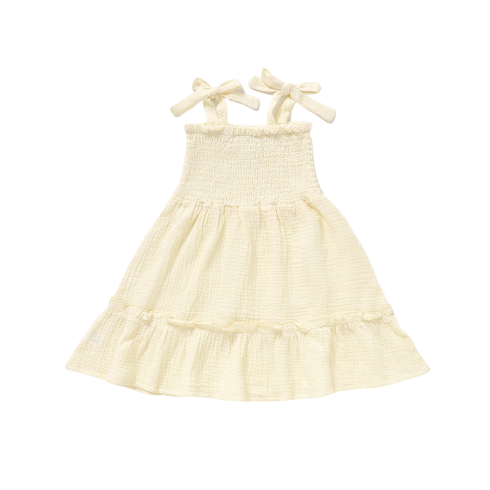 Girls Organic Cotton Smocked Tie-Strap Dress