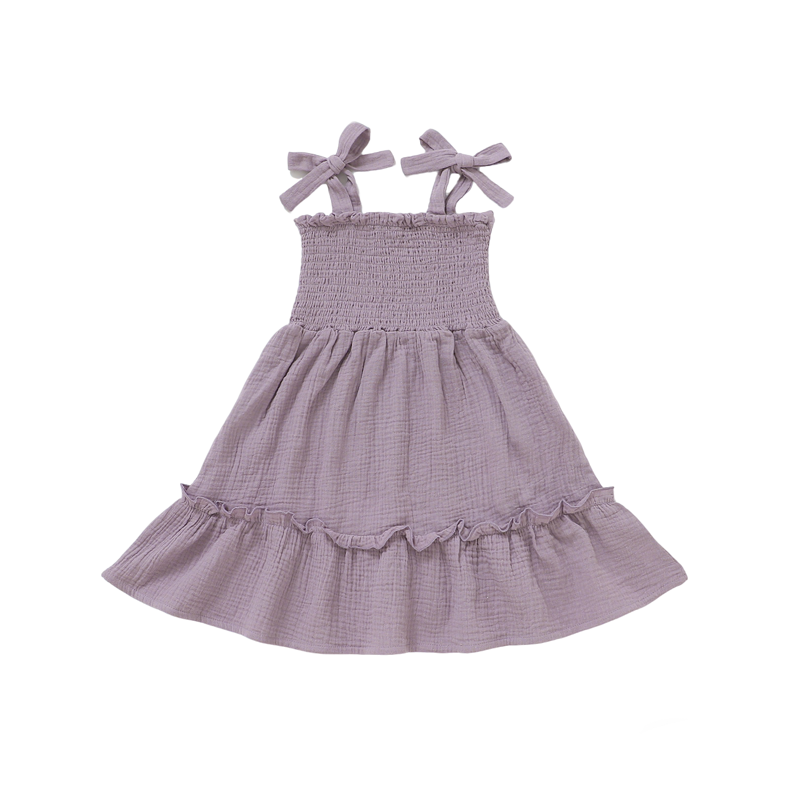 Girls Organic Cotton Smocked Tie-Strap Dress