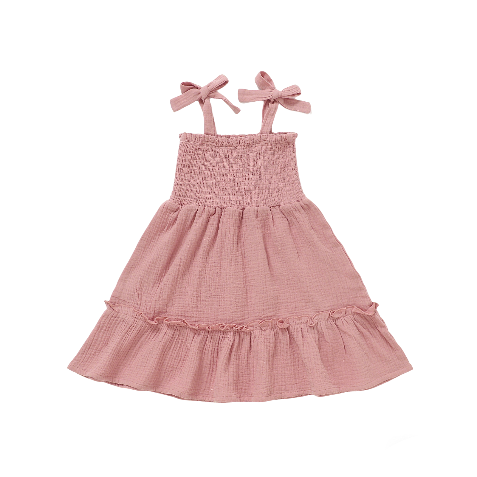 Girls Organic Cotton Smocked Tie-Strap Dress