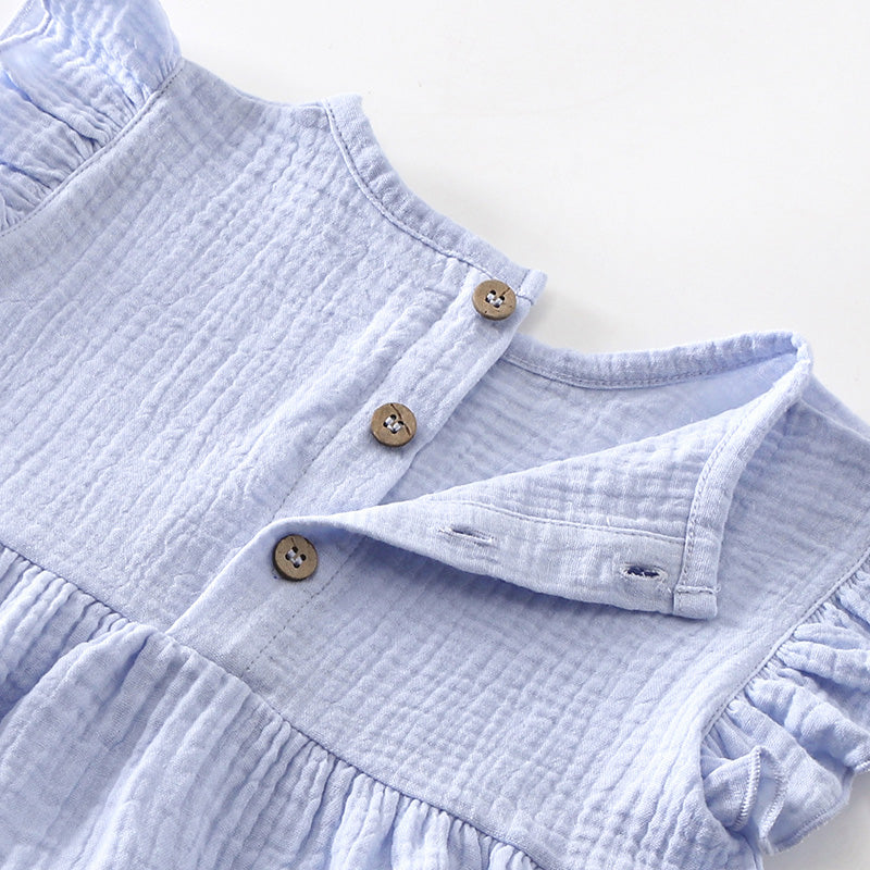 Girls Organic Cotton Ruffle Flutter Sleeve Dress