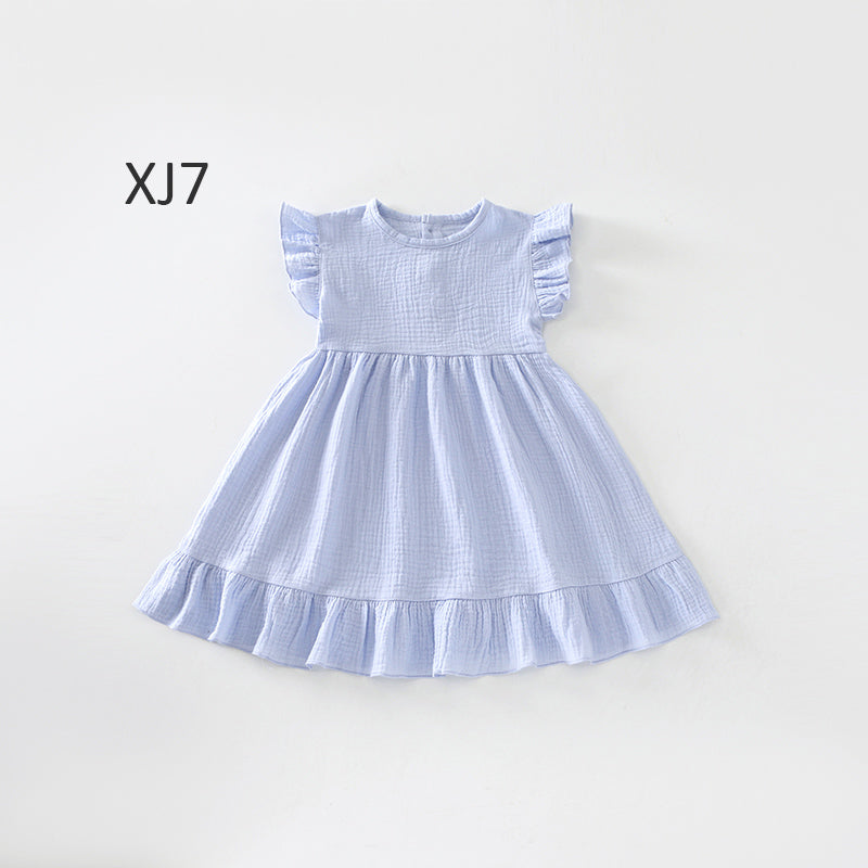 Girls Organic Cotton Ruffle Flutter Sleeve Dress