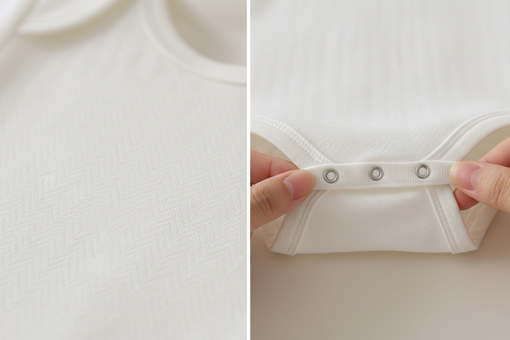 Cotton Texture & Snap Button Close-up