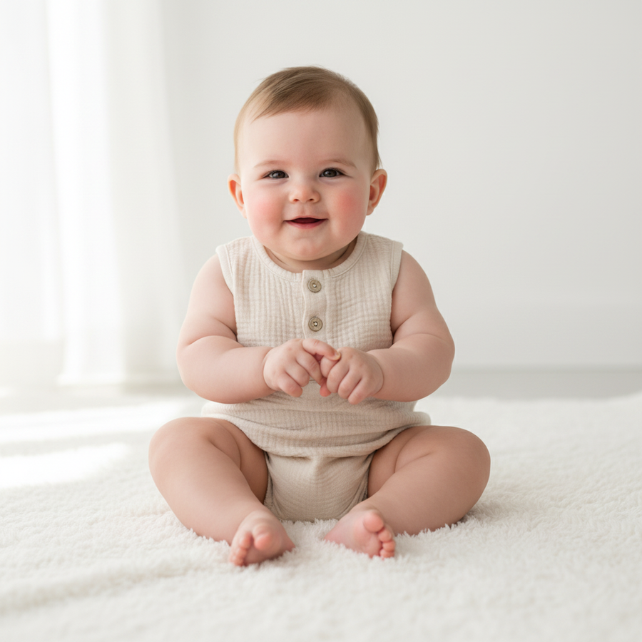 Organic Baby Muslin Sleeveless Romper | GOTS Certified & OEKO-TEX 100