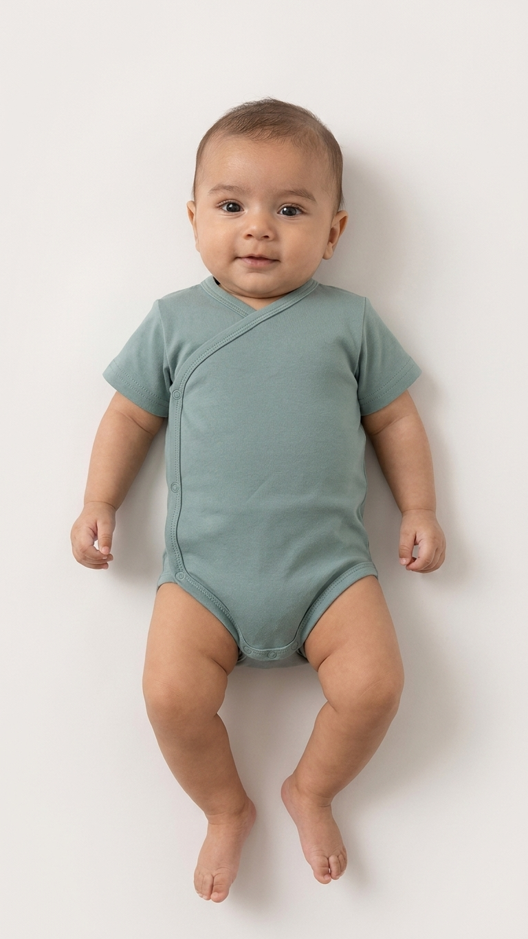 Organic Cotton Kimono Baby Bodysuit — Soft, Certified & Unisex